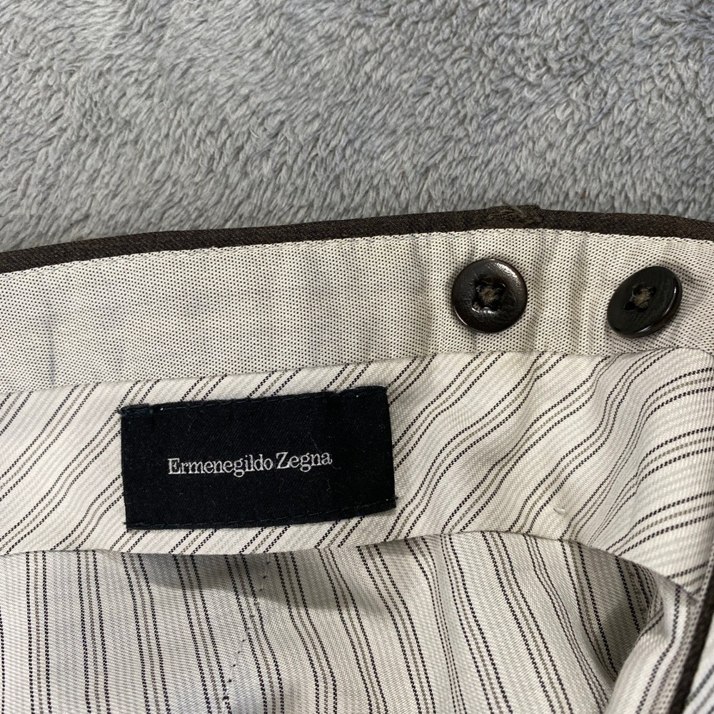 Ermenegildo Zegna Dress Pants Mens 38 Brown 100%‎ Wool 75LB02 Flat Front Luxury - Picture 3 of 14